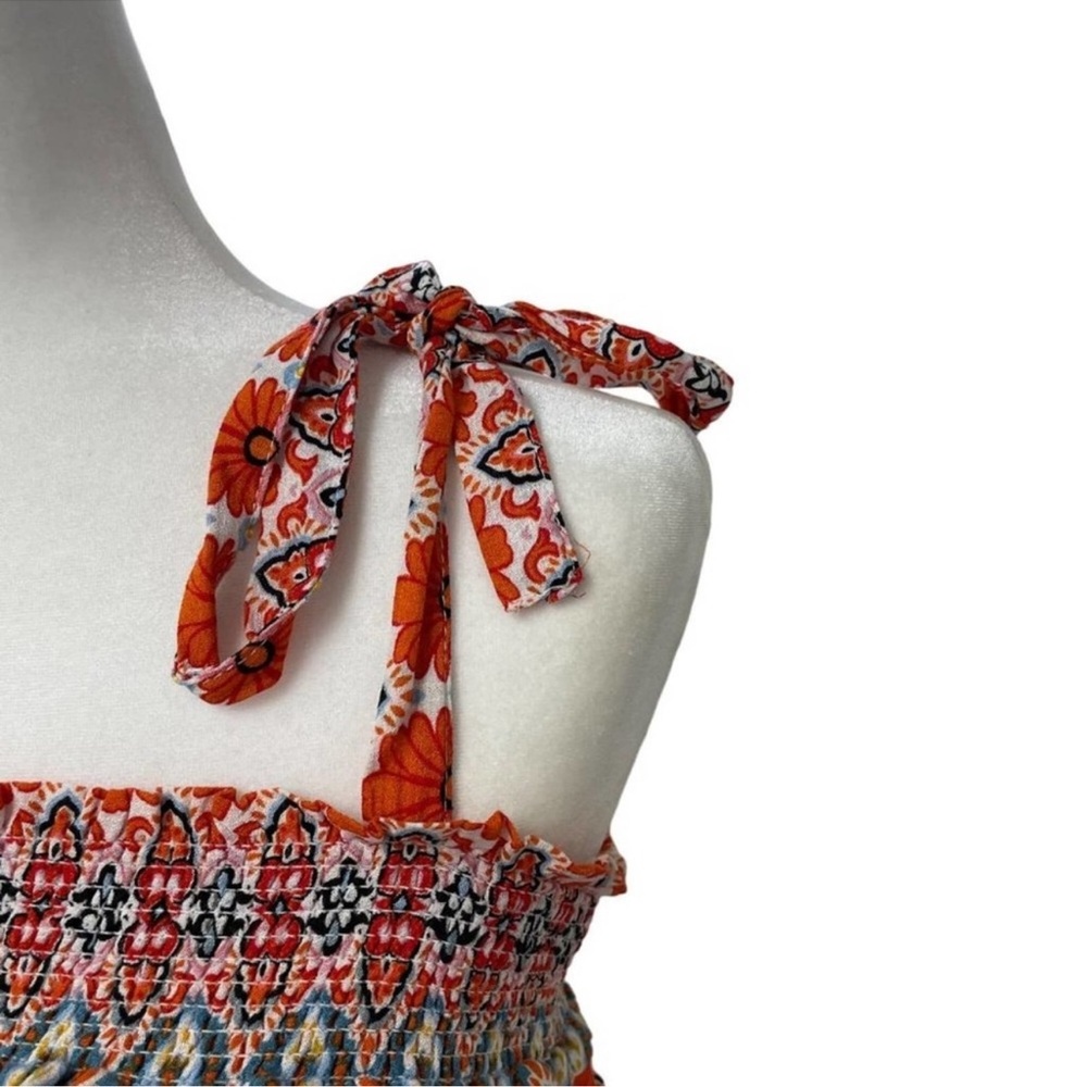 Rachel Zoe Red Smocked Tie Front Tank Top - Picture 9 of 11